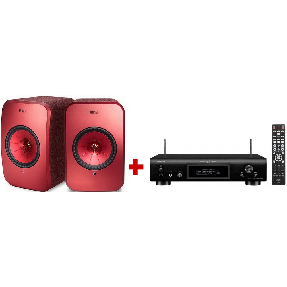Активная акустика KEF LSX RED + Denon DNP 800NE Black