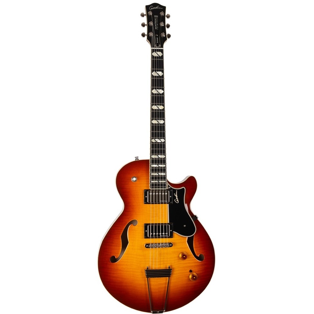 Гитара полуакустическая Godin 039852 Montreal Premiere Supreme Lightburst Flame HG