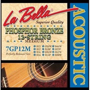 Струны для 12-ти струнной акустической гитары LA BELLA 7GP12M Phosphor Bronze