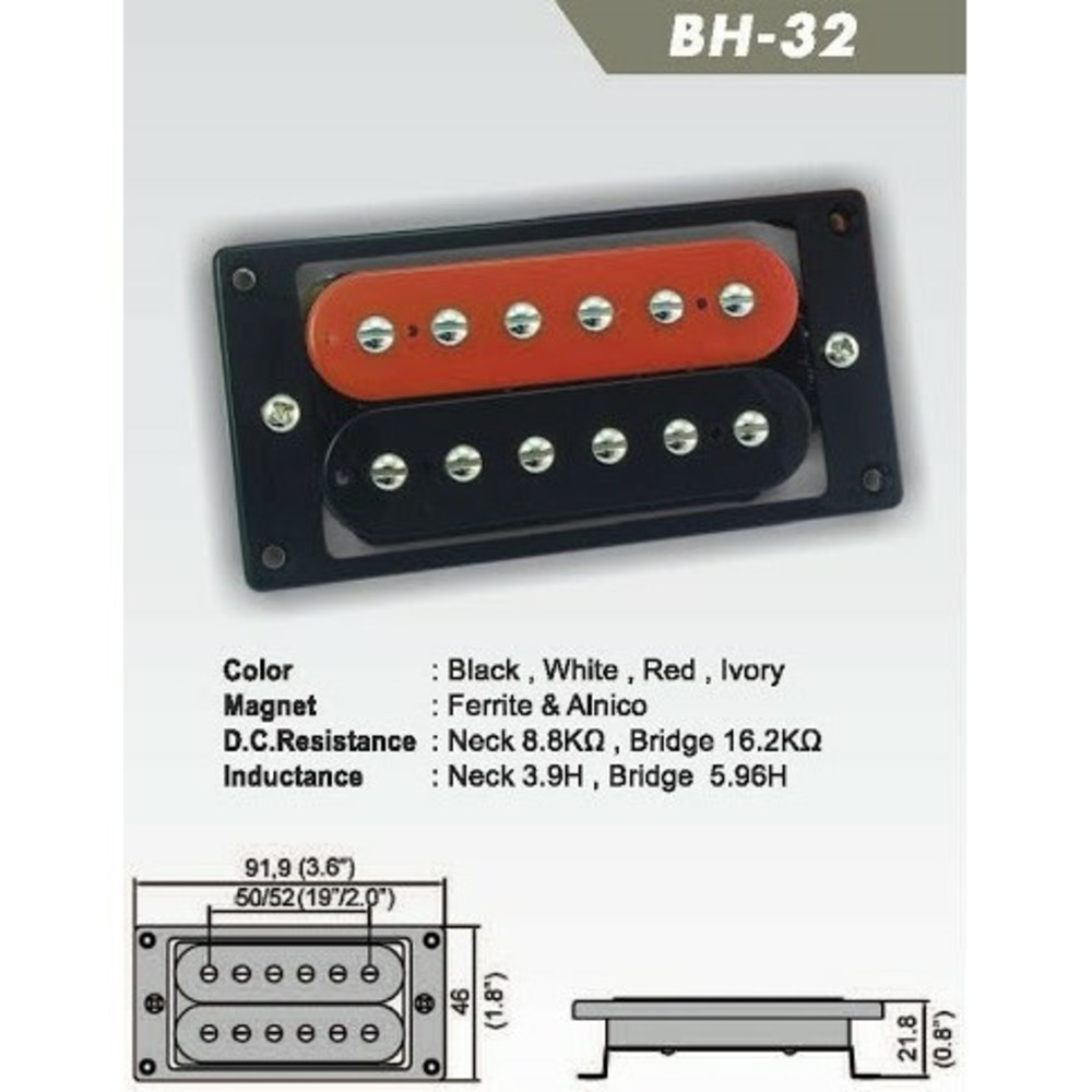 Звукосниматель магнитный хамбакер бриджевый Belcat BH-32Bridge-WH