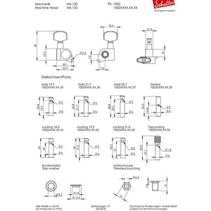 Комплект одиночной колковой механики SCHALLER 10020423.02.52 M6 135 Locking 19.5