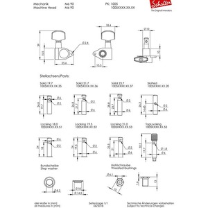 Комплект одиночной колковой механики SCHALLER 10050520.01.36