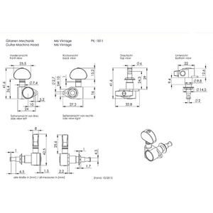 Комплект одиночной колковой механики SCHALLER 10110423.13.36