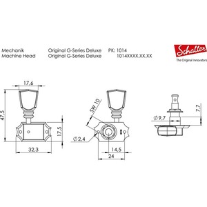 Комплект одиночной колковой механики SCHALLER 10140123.17.55