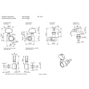 Комплект одиночной колковой механики SCHALLER 10110523.13.36