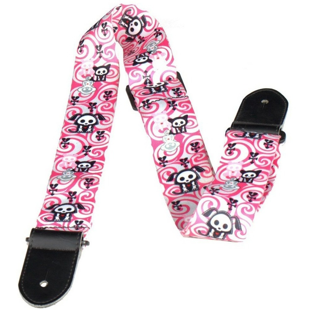 Ремень для гитары Perris LPCSA-1114 SKELANIMALS PINK