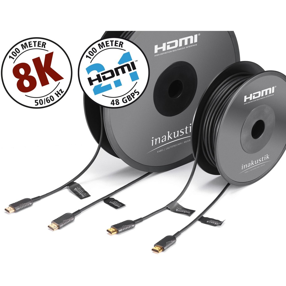 Кабель HDMI - HDMI оптоволоконные Inakustik 009245005 Professional HDMI 2.1 Optical Fiber Cable 5.0m