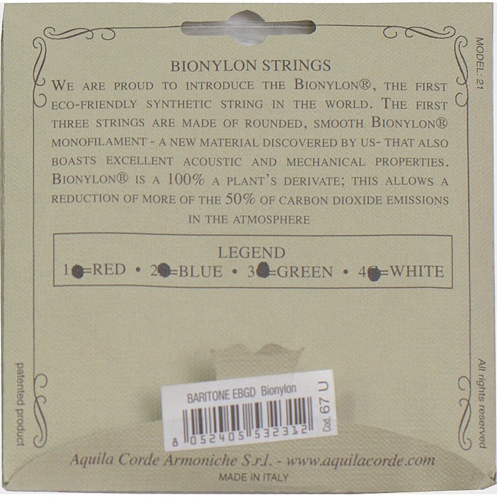 Струны для укулеле AQUILA 67U Bionilon Baryton