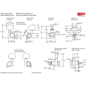 Колки для электрогитары SCHALLER M6NI I.-Locking 10020123.02.52