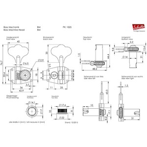 Колки для 5-ти струнной бас-гитары SCHALLER BM5VC 10250812