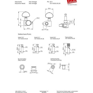Колки для электрогитары SCHALLER M6NI Vintage 10110123.13.36