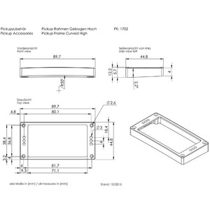 Рамка звукоснимателя SCHALLER Pickup-Frames 17020714