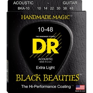 Струны для акустической гитары DR String BKA-10 BLACK BEAUTIES