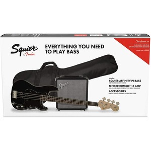 Гитарный комплект Fender Squier Affinity Series Precision Bass PJ Pack Laurel Fingerboard Black Gig Bag Rumble 15