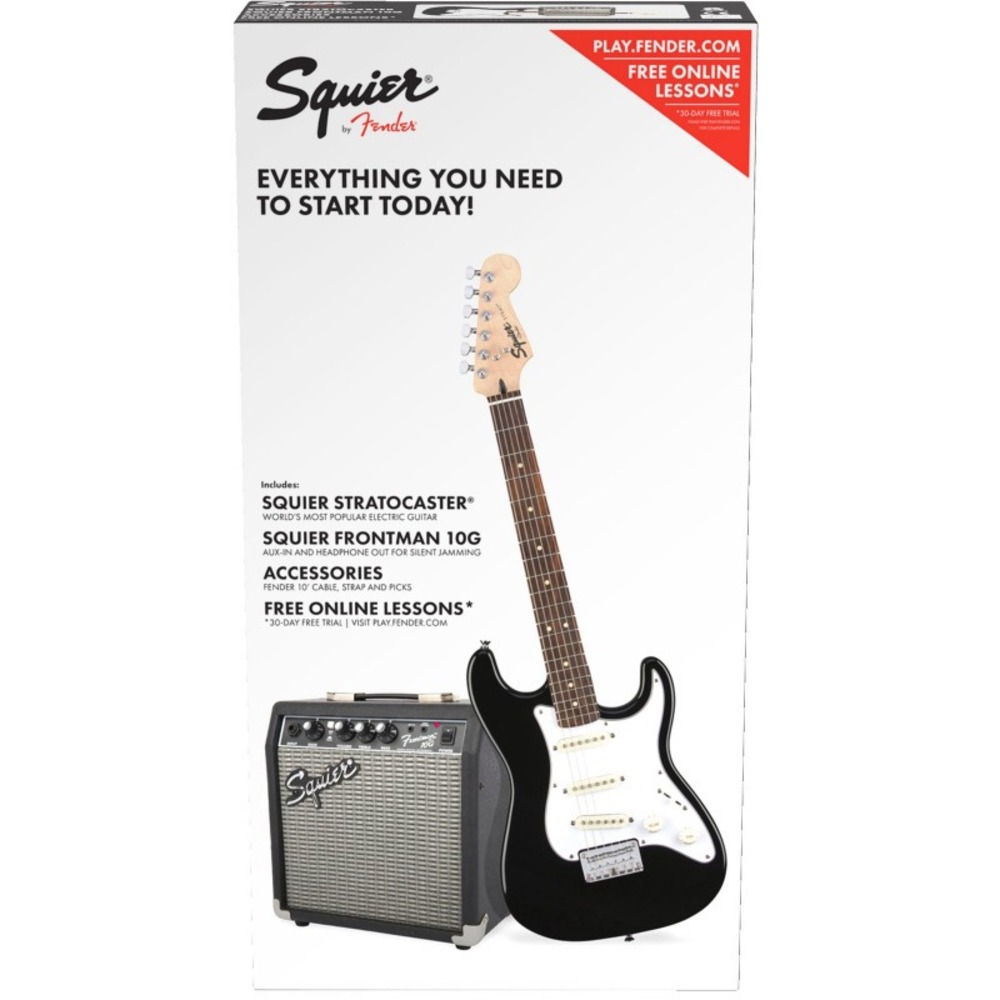 Гитарный комплект Fender Squier Stratocaster Pack Laurel Fingerboard Black Gig Bag 10G - 230V EU