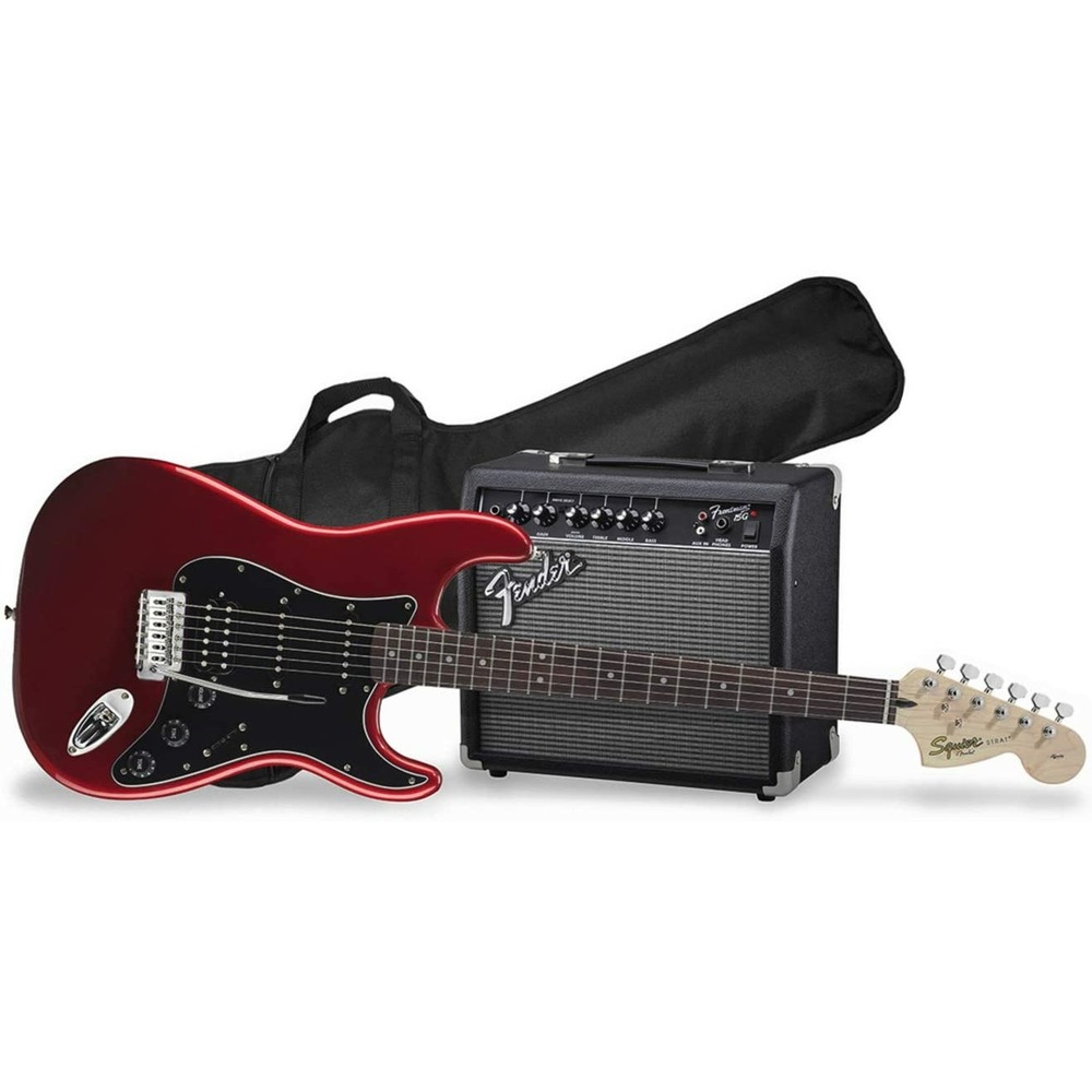 Гитарный комплект Fender Squier Affinity Series Stratocaster HSS Pack Laurel Fingerboard Candy Apple Red Gig Bag 15G 230V EU