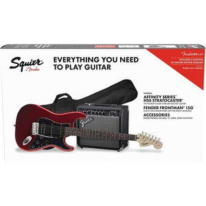Гитарный комплект Fender Squier Affinity Series Stratocaster HSS Pack Laurel Fingerboard Candy Apple Red Gig Bag 15G 230V EU