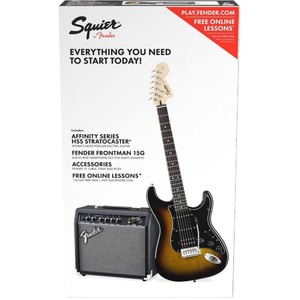 Гитарный комплект Fender Squier Affinity Series Stratocaster HSS Pack Laurel Fingerboard Brown Sunburst Gig Bag 15G 230V EU