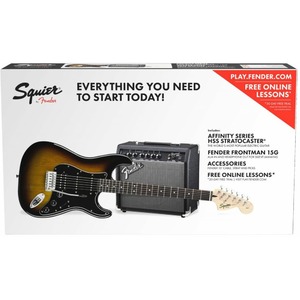 Гитарный комплект Fender Squier Affinity Series Stratocaster HSS Pack Laurel Fingerboard Brown Sunburst Gig Bag 15G 230V EU