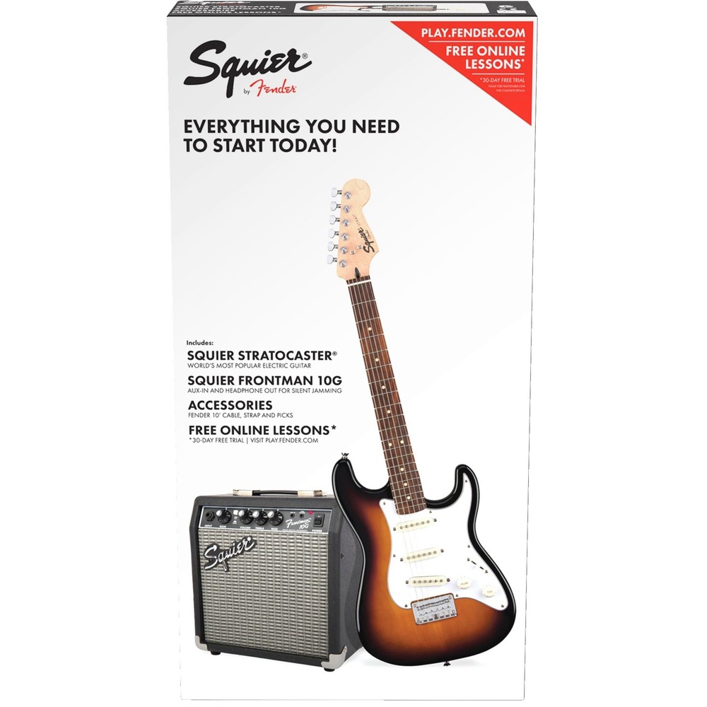 Гитарный комплект Fender Squier Stratocaster Pack Laurel Fingerboard Brown Sunburst Gig Bag 10G 230V EU