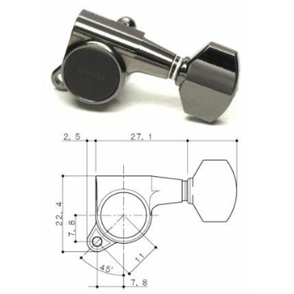 Колки локовые Gotoh SG381-MG-07-CK- L3+R3