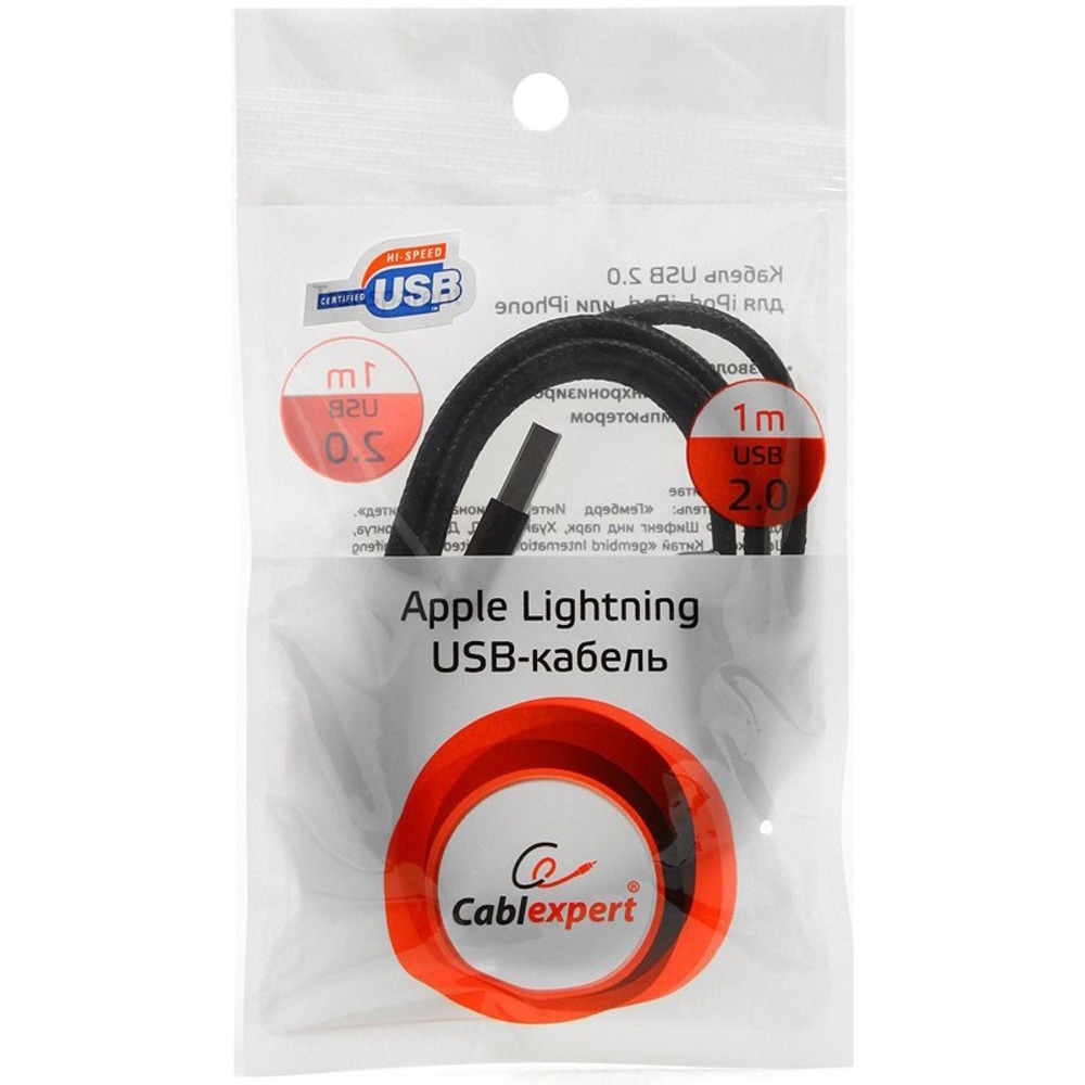 Кабель USB Type-A – Lightning Cablexpert CC-ApUSB2bk1m 1.0m