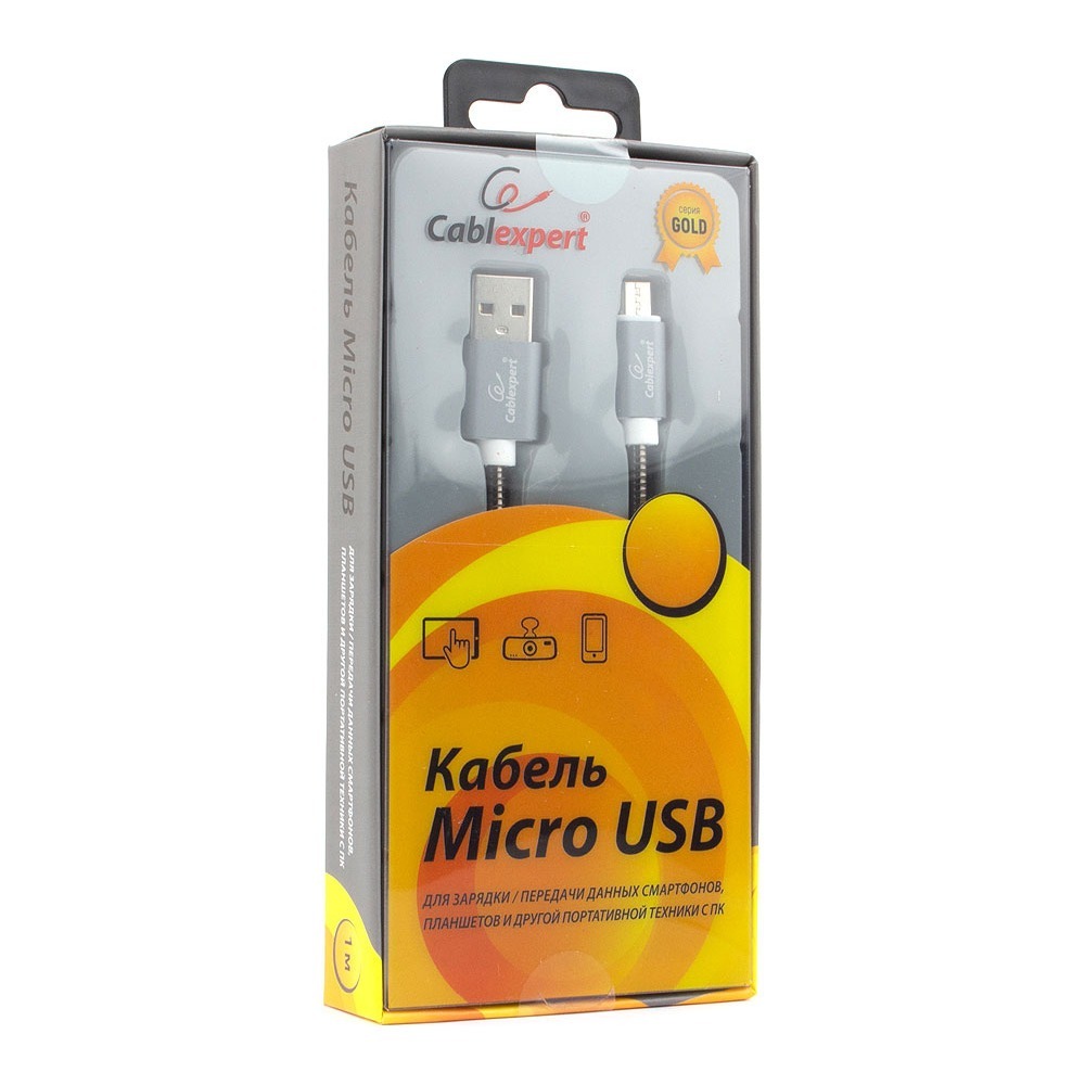 Кабель USB 2.0 Тип A - B micro Cablexpert CC-G-mUSB02Gy-1.8M 1.8m