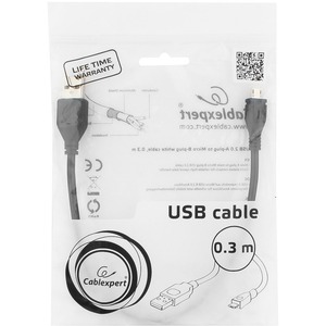 Кабель USB 2.0 Тип A - B micro Cablexpert CCP-mUSB2-AMBM-0.3M 0.3m