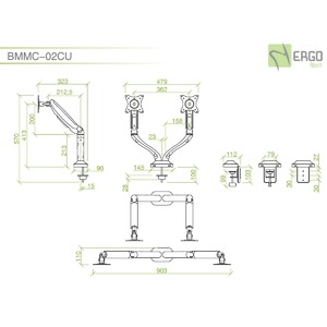 Кронштейн настольный ErgoFount BMMC-02CU