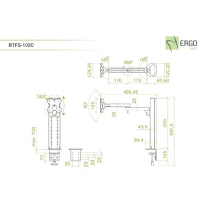 Кронштейн настольный ErgoFount BTFS-102C