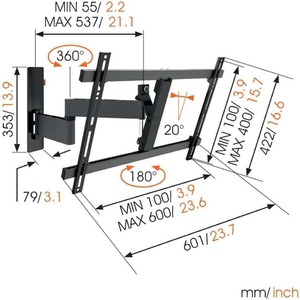 Кронштейн наклонно-поворотный Vogels WALL 3345 B