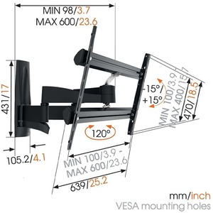 Кронштейн наклонно-поворотный Vogels WALL 3350 B