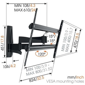 Кронштейн наклонно-поворотный Vogels WALL 3450 B