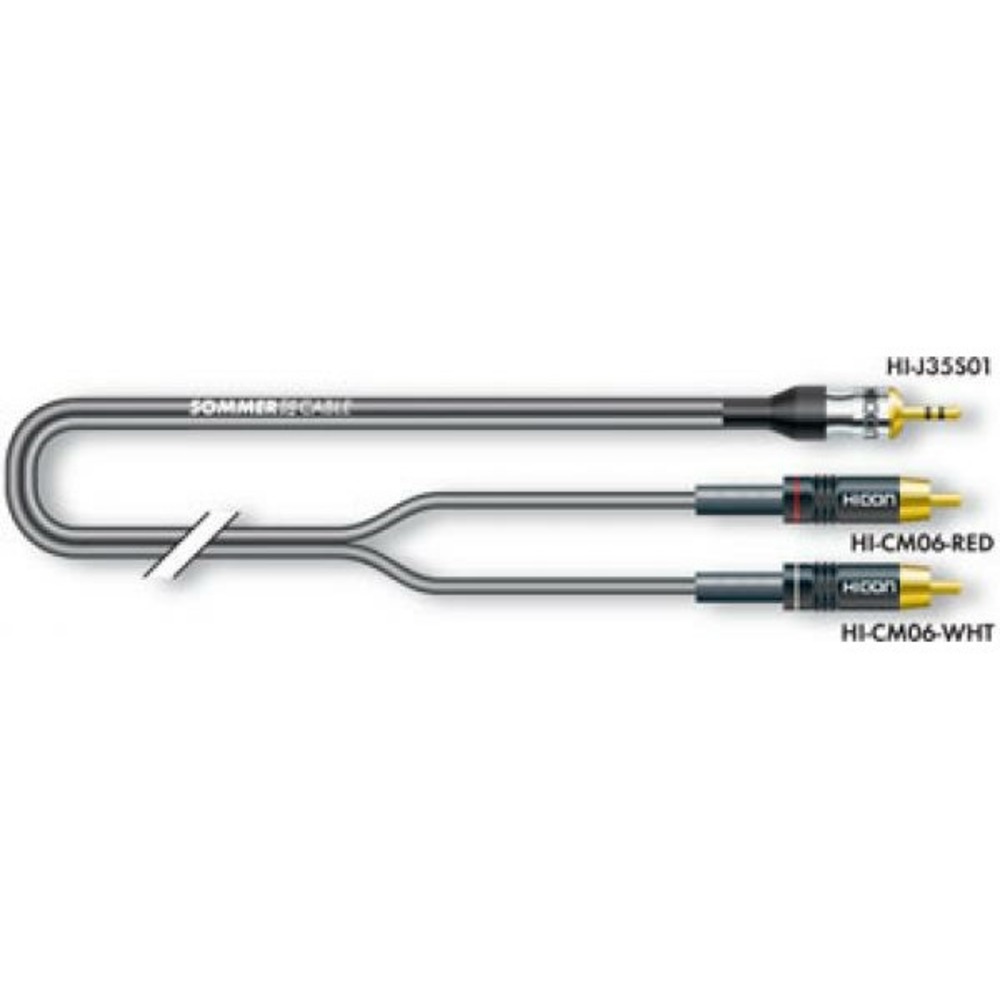 Кабель аудио 1xMini Jack - 2xRCA Sommer Cable ON2A-0100-SW 1.0m