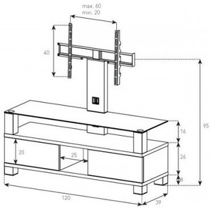 Тумба с ТВ стендом Sonorous LBA 1123-HBLK-BLK VIC