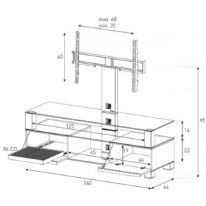 Тумба с ТВ стендом Sonorous MD 8143 B-HBLK-WNT
