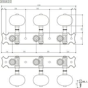Колки для классической гитары Gotoh 35G620-2W