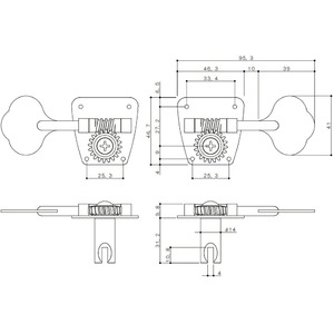 Колки для бас гитары Gotoh FB30-GG-L4