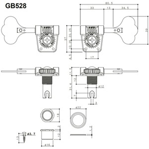 Колки для бас-гитары Gotoh GB528-N-L4