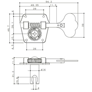 Колки для бас-гитары Gotoh GB640-B-L4
