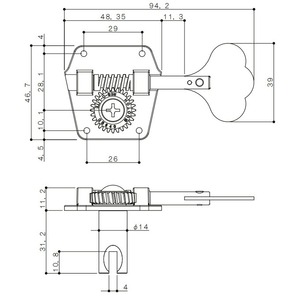 Колки для бас-гитары Gotoh GB640-N-L4