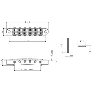 Бридж для гитары Gotoh Ti103B-N