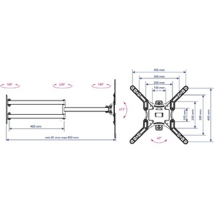 Кронштейн наклонно-поворотный Kromax DIX-25 black