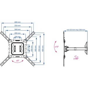Кронштейн наклонно-поворотный Kromax DIX-17 black