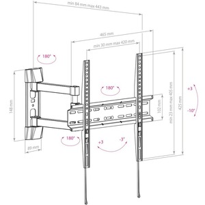 Кронштейн наклонно-поворотный Arm Media LCD-414 black