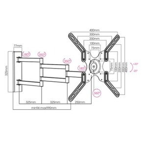 Кронштейн наклонно-поворотный Arm Media LCD-900 black