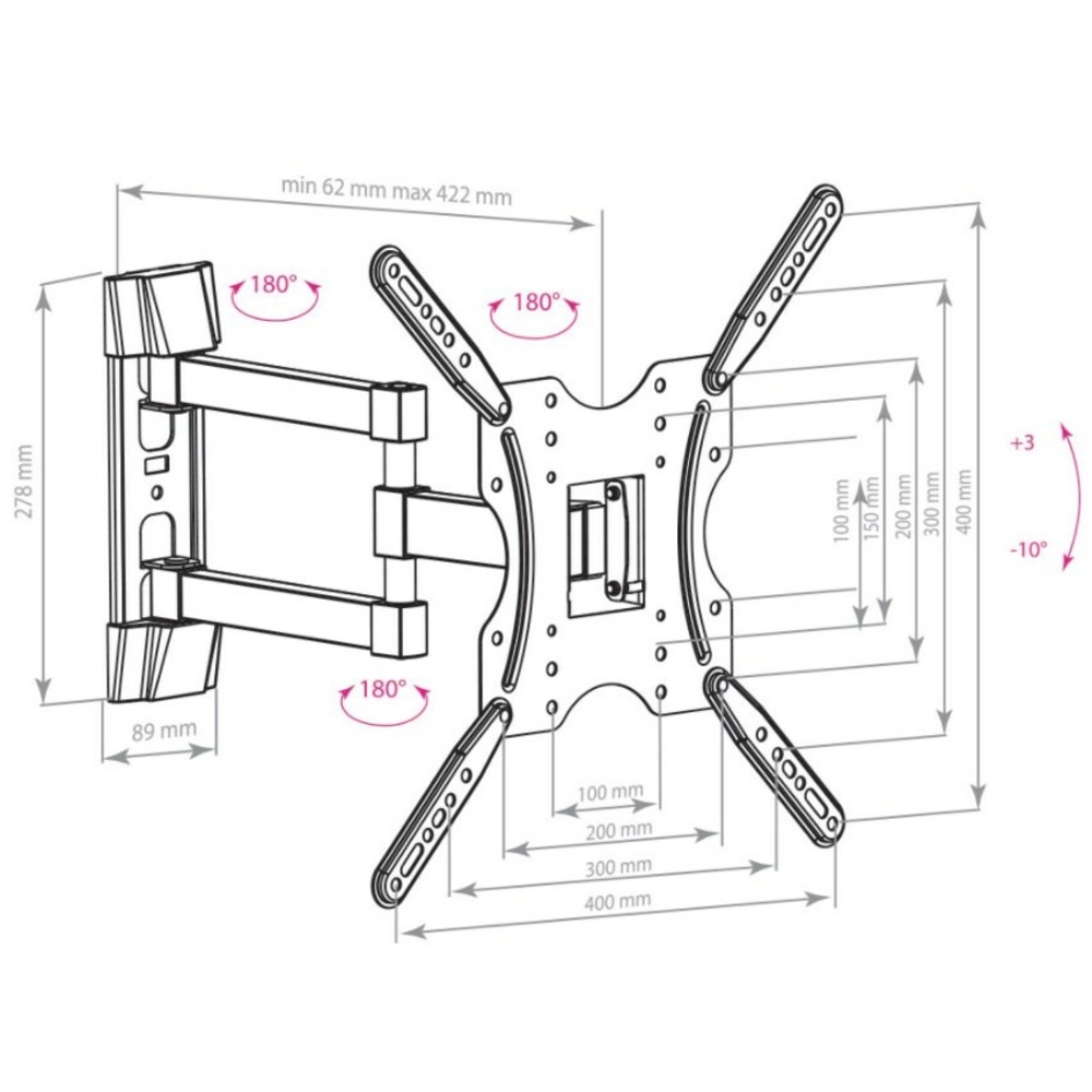 Кронштейн наклонно-поворотный Arm Media LCD-404 new black