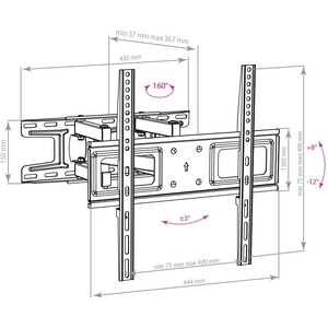 Кронштейн наклонно-поворотный Arm Media LCD-417 black