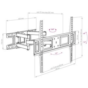 Кронштейн наклонно-поворотный Arm Media LCD-418 black