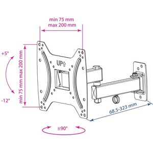 Кронштейн наклонно-поворотный Kromax OPTIMA-204 black